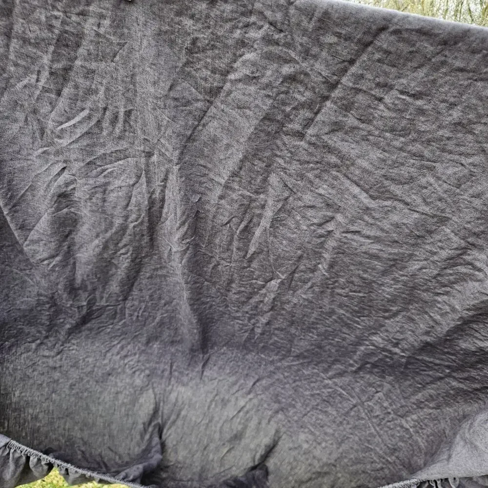 Quince 100% European Linen Duvet Cover Charcoal Gray King Cal Button Closure